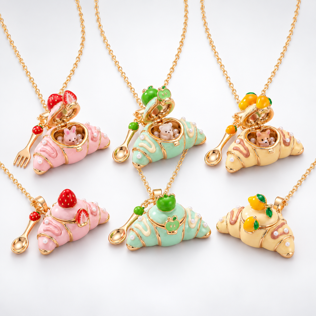 Sweet Critters Croissant Open Charm Necklace