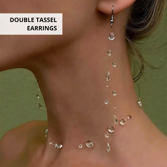 double tassel fairy teardrop earrings
