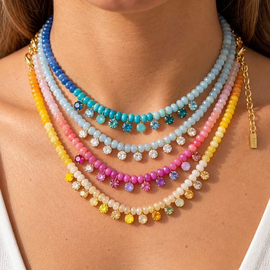 Dopamine Rainbow Gradient Bead Necklace