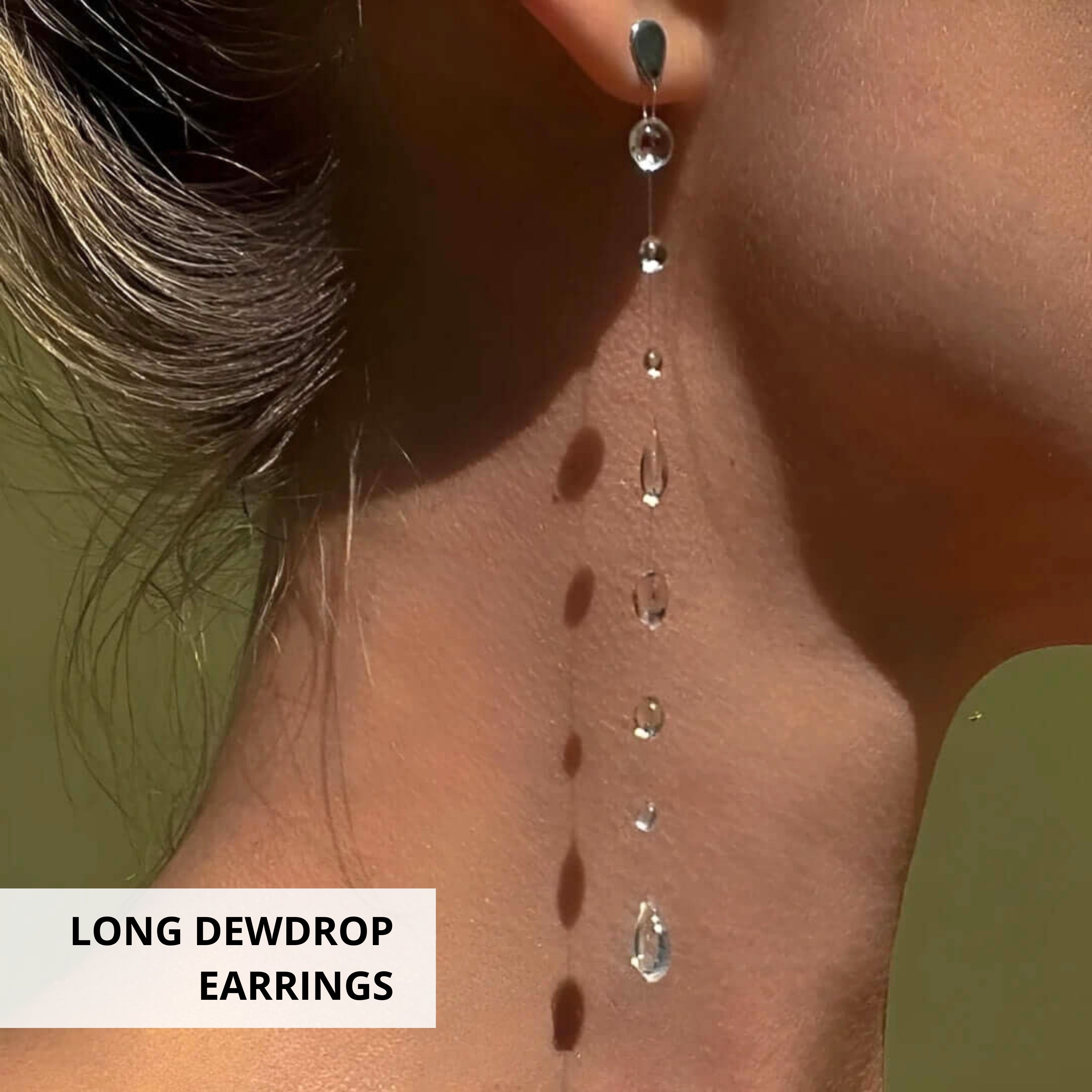Long dewdrop earrings invisible