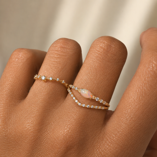 Marquise Opal Thin Band Ring