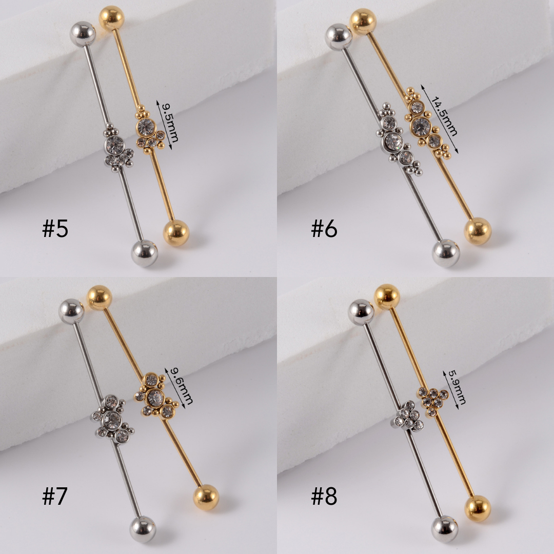 16G Gold & Silver Geometry Double Industrial Barbell Bar | DL2311