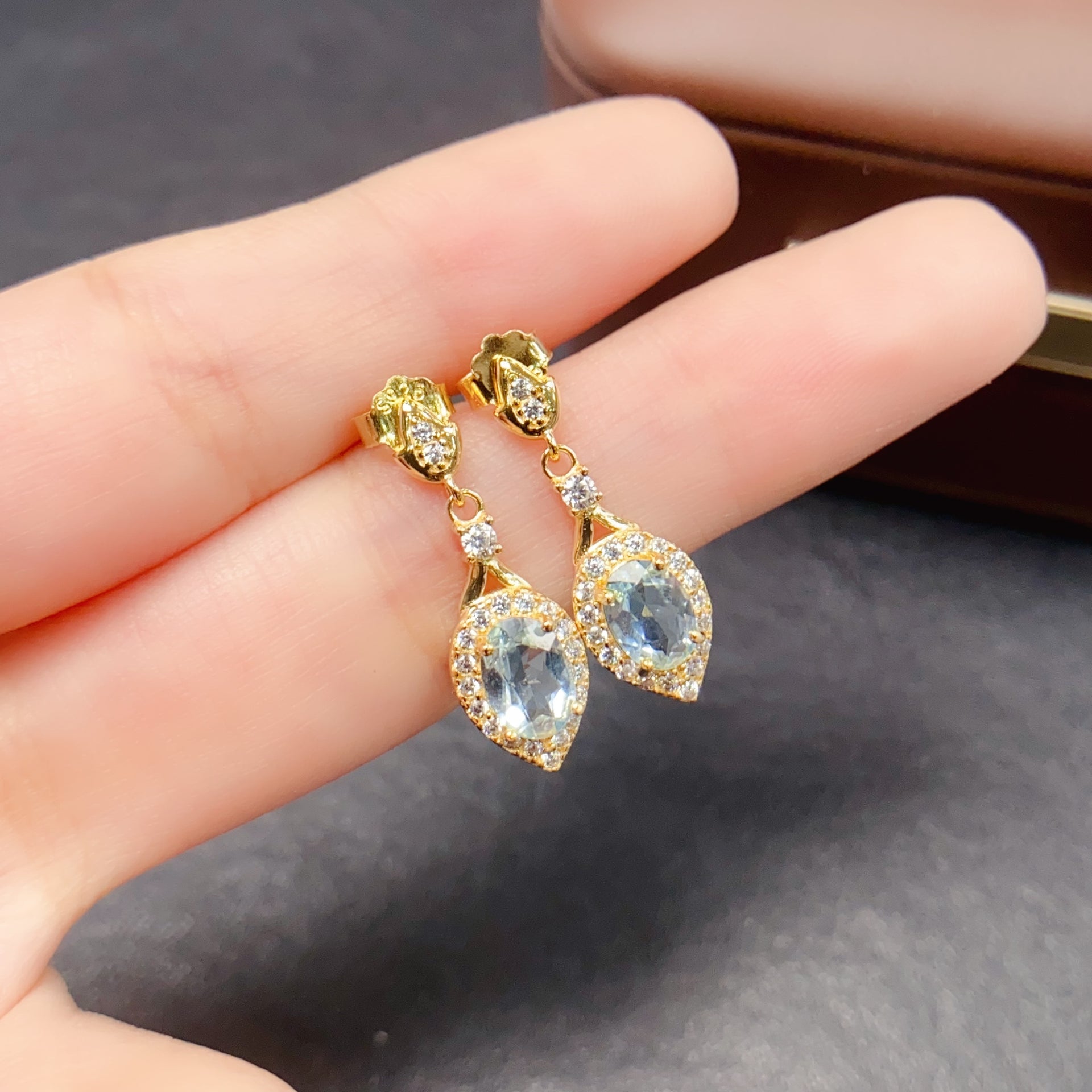 Teardrop Aquamarine March Earrings