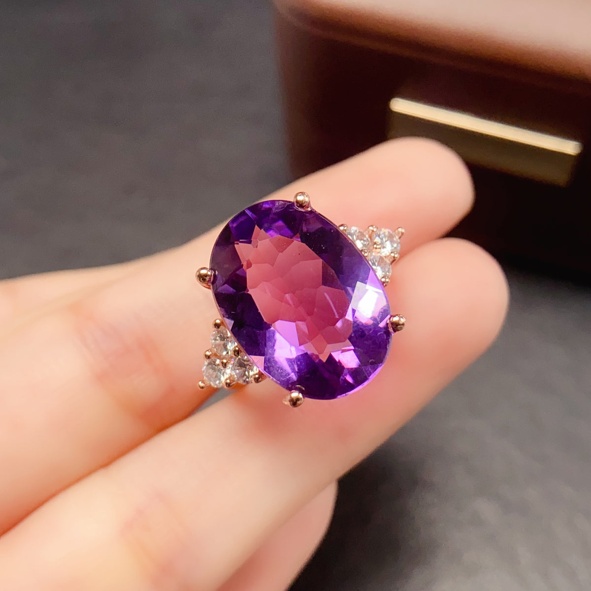 Oval Amethyst Statement Ring 