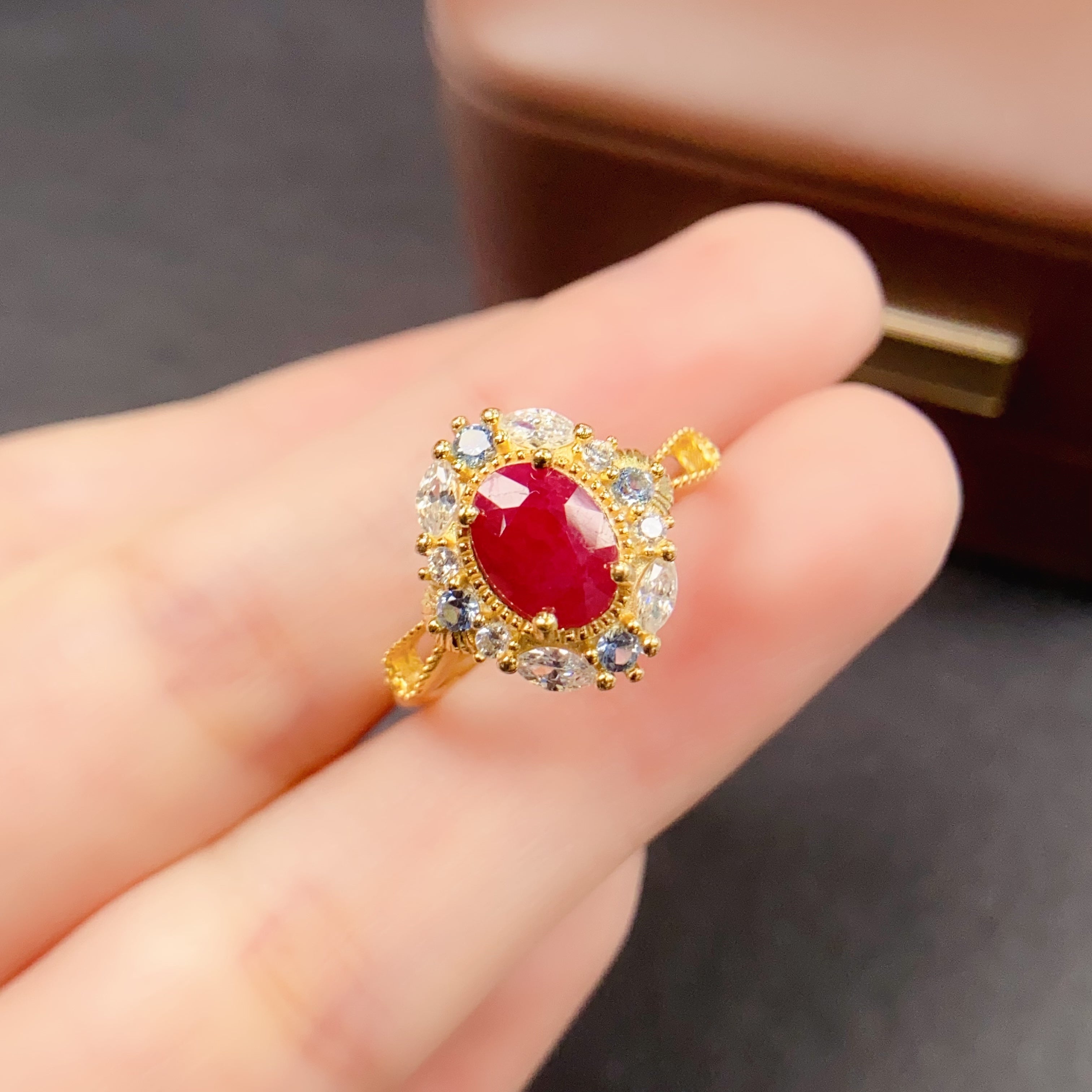 Vintage Filigree Red Ruby Ring