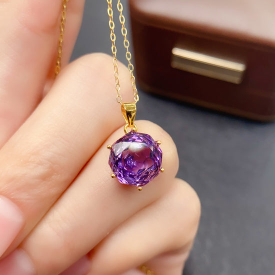 Hexagon Amethyst Gemstone Pendant