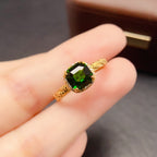 Asscher Cut Diopside Halo Ring