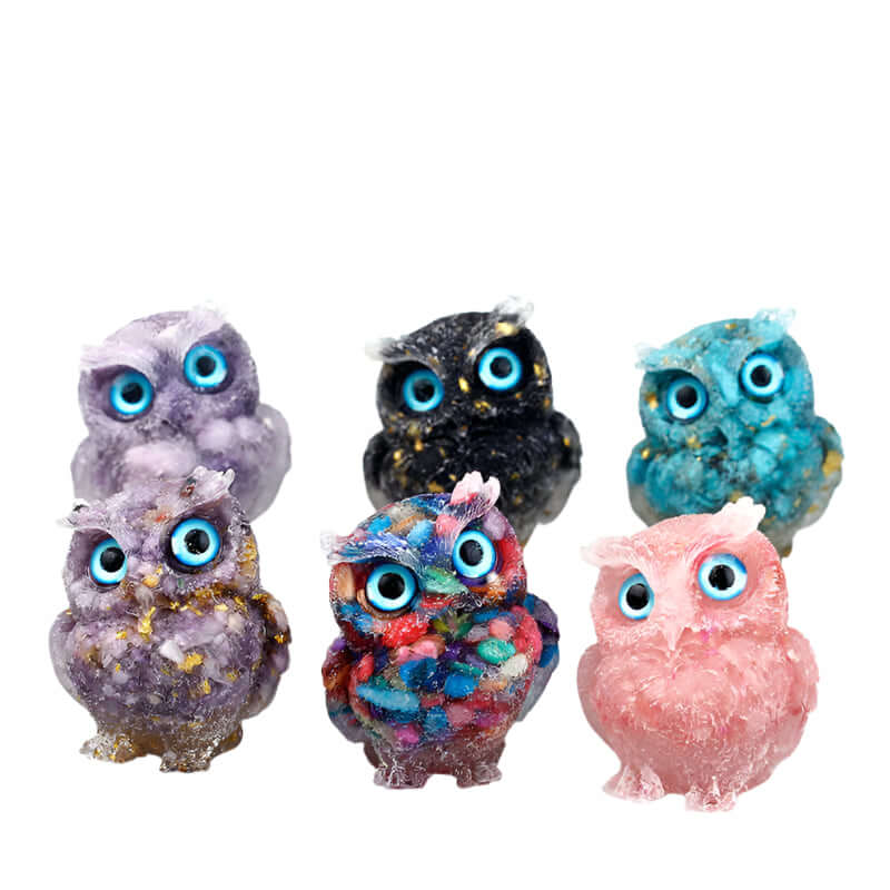 Crystal Stone Owl Ornaments Table Top Decoration