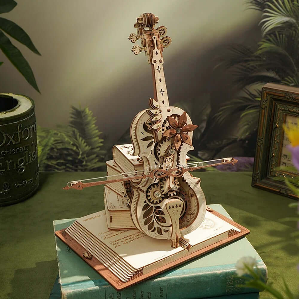 Magic Cello Mechanical Music Box, Creative 3D Wooden Puzzle