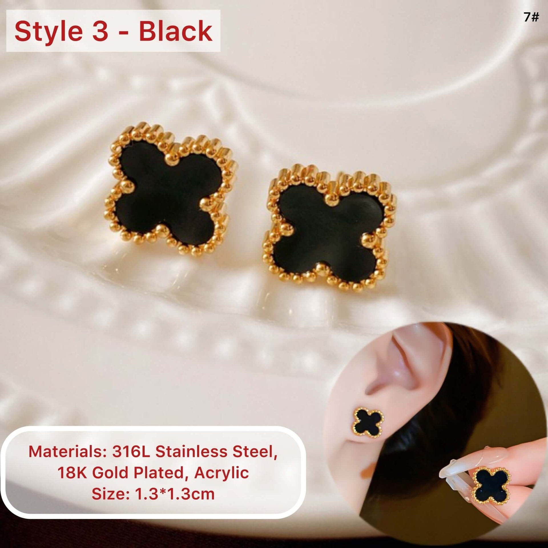 18K Gold Plated 4 Leaf Clover Stud Earrings