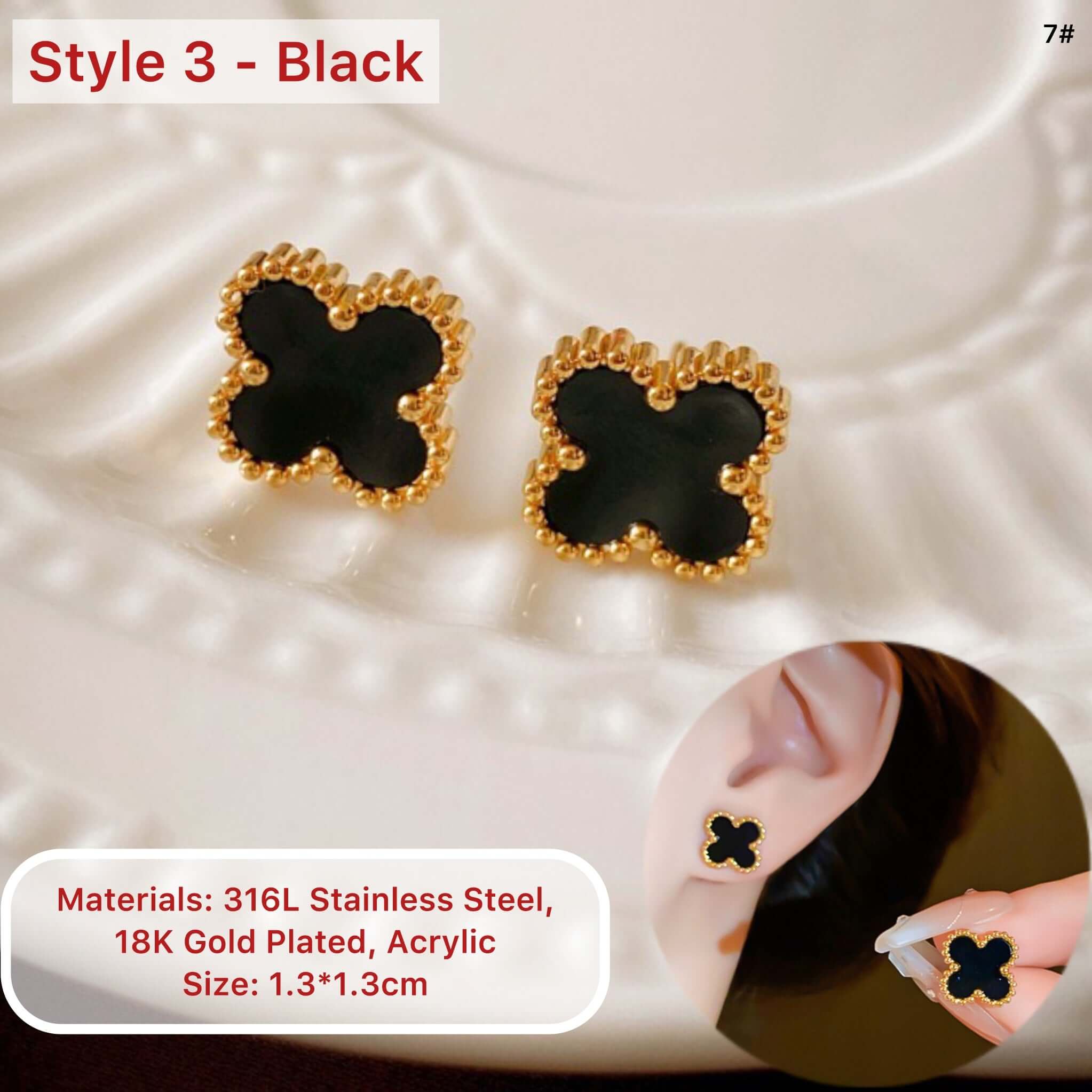 18K Gold Plated 4 Leaf Clover Stud Earrings