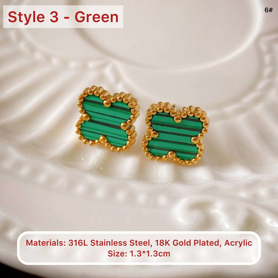 18K Gold Plated 4 Leaf Clover Stud Earrings
