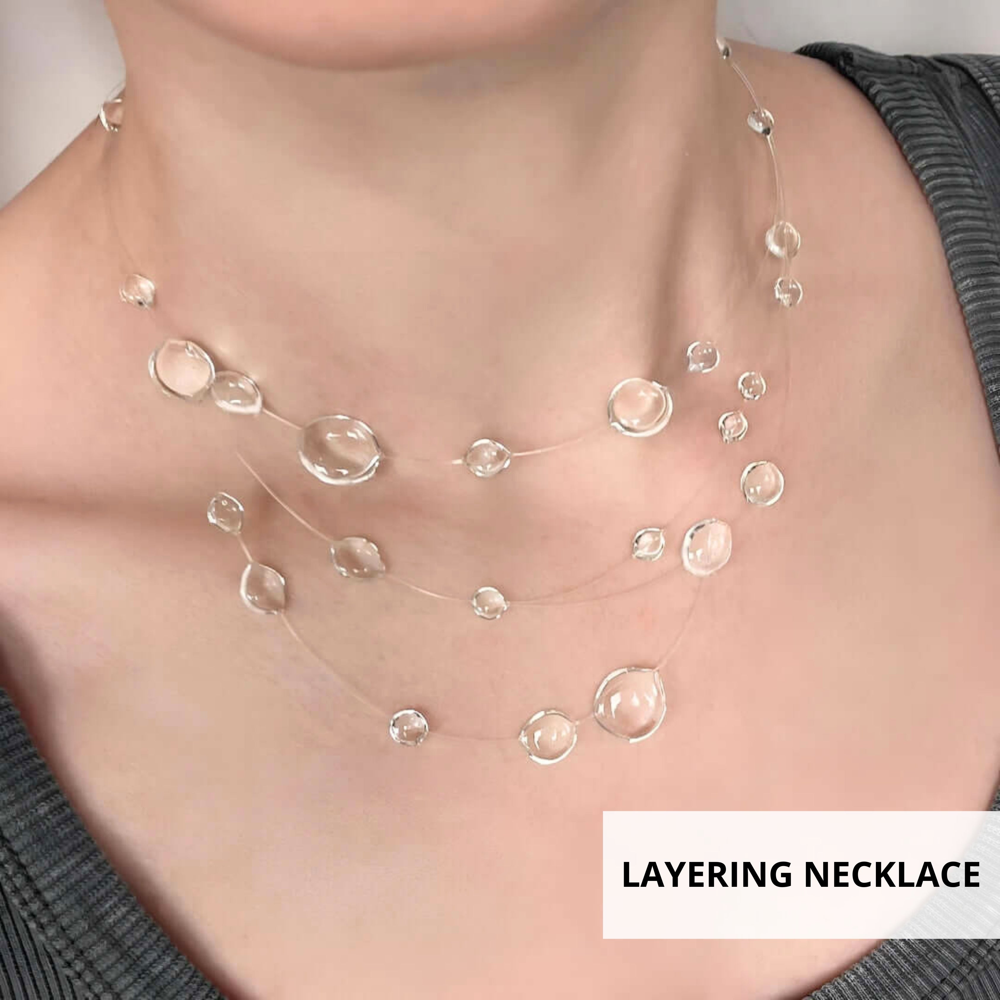 Irregular Dew Drop Clear Necklace Layering