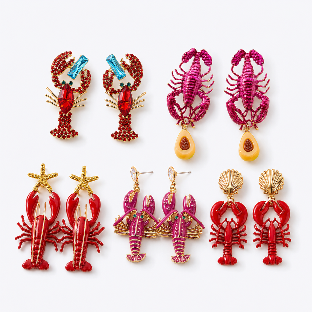 Coastal Summer Lobster Oversize Earrings