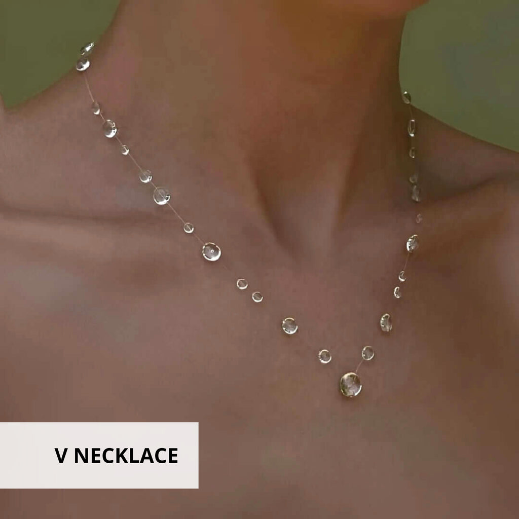 Clear Dewdrop V Necklace Transparent