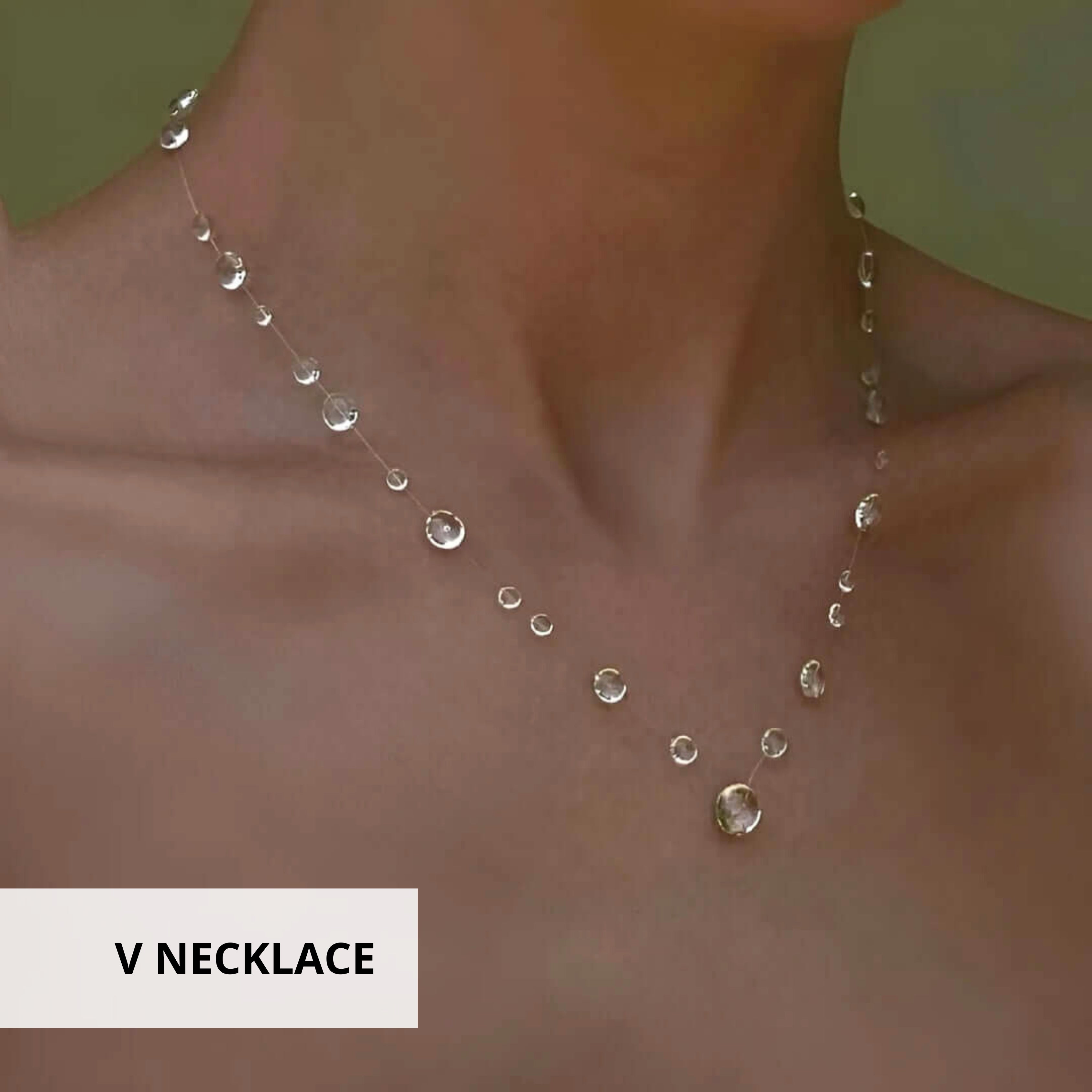 Clear Dewdrop V Necklace Transparent