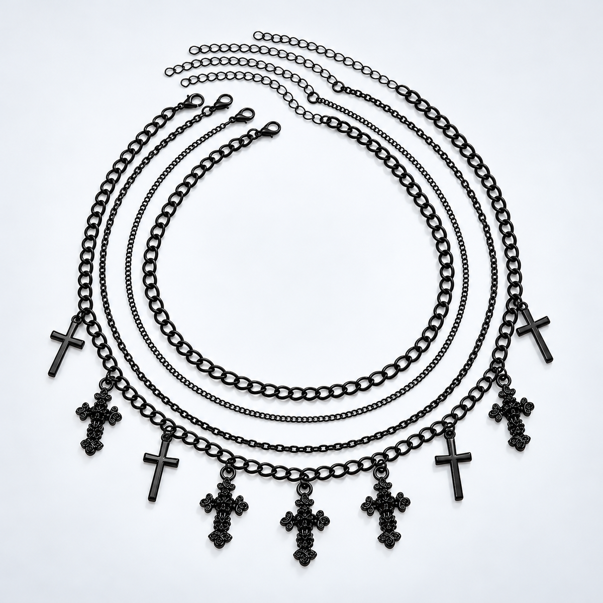 Dark Cross Layering Grunge Necklace Statement