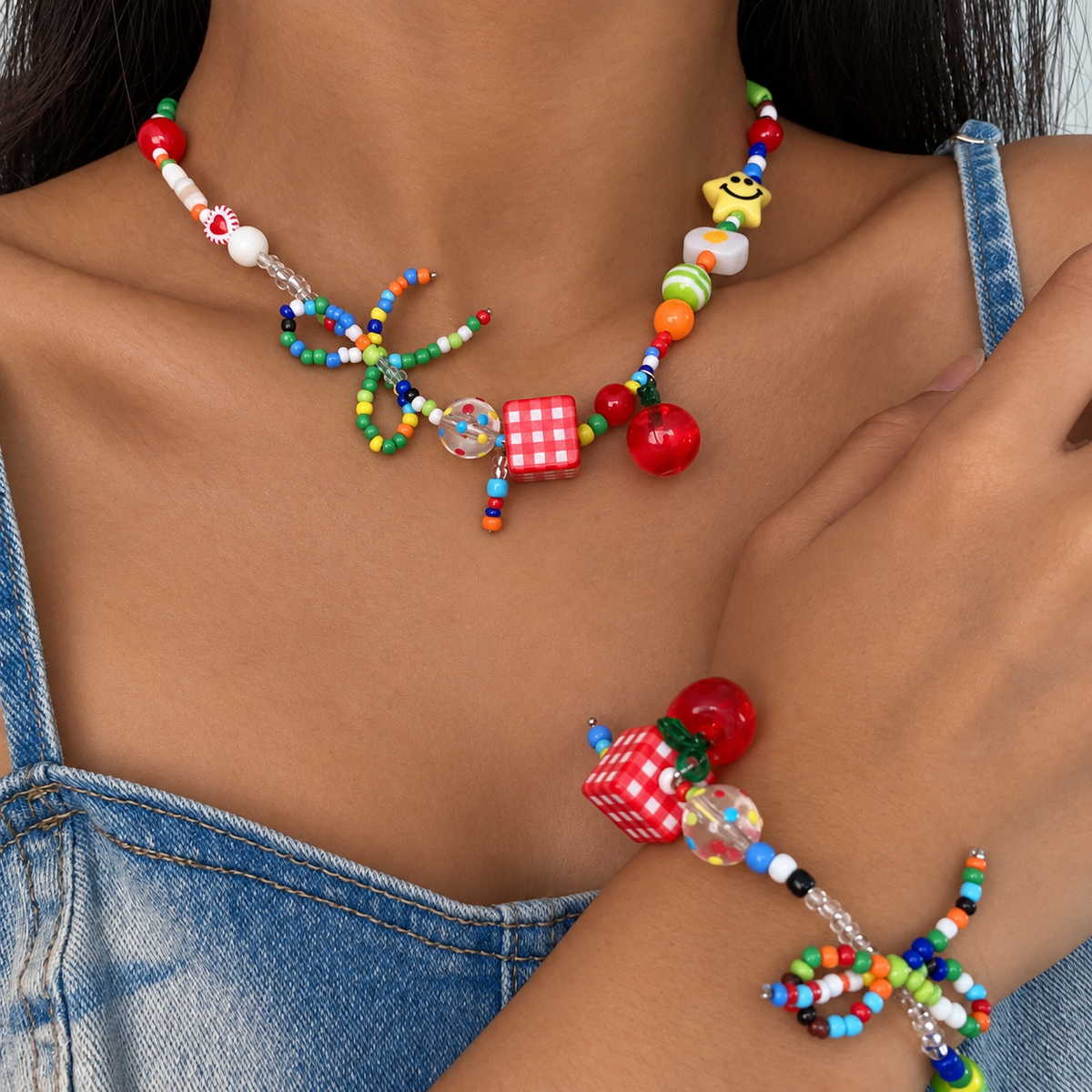 Carnival Y2K Mushroom Summer Boho Bead Bracelet