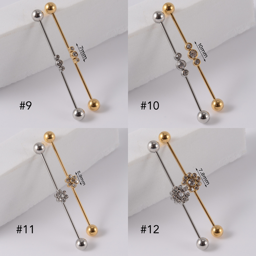 16G Gold & Silver Geometry Double Industrial Barbell Bar | DL2311