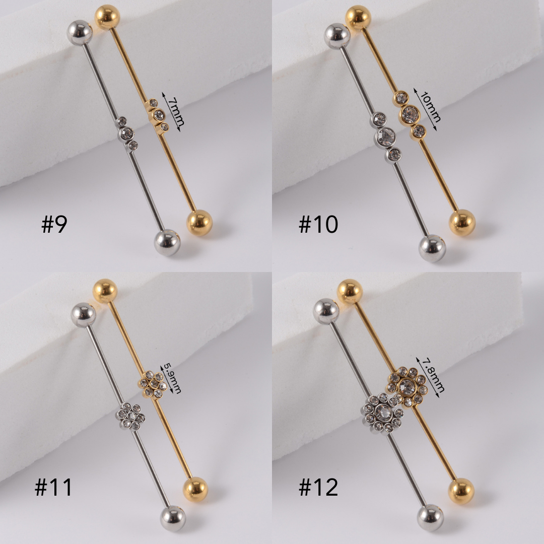 16G Gold & Silver Geometry Double Industrial Barbell Bar | DL2311