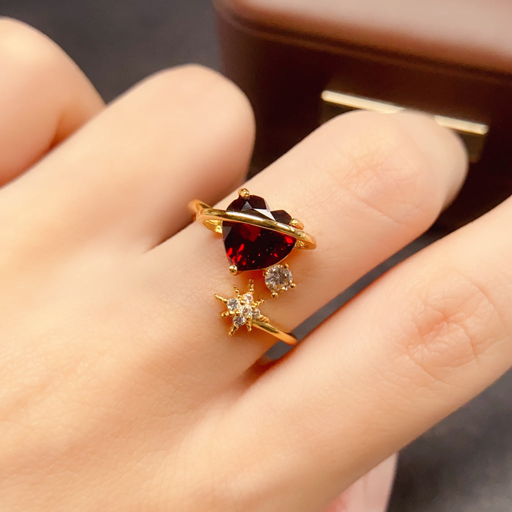 Planet Love Story Garnet Birthstone Ring