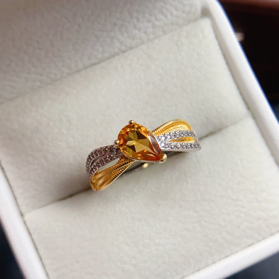 Two Tone Citrine Braided Ring