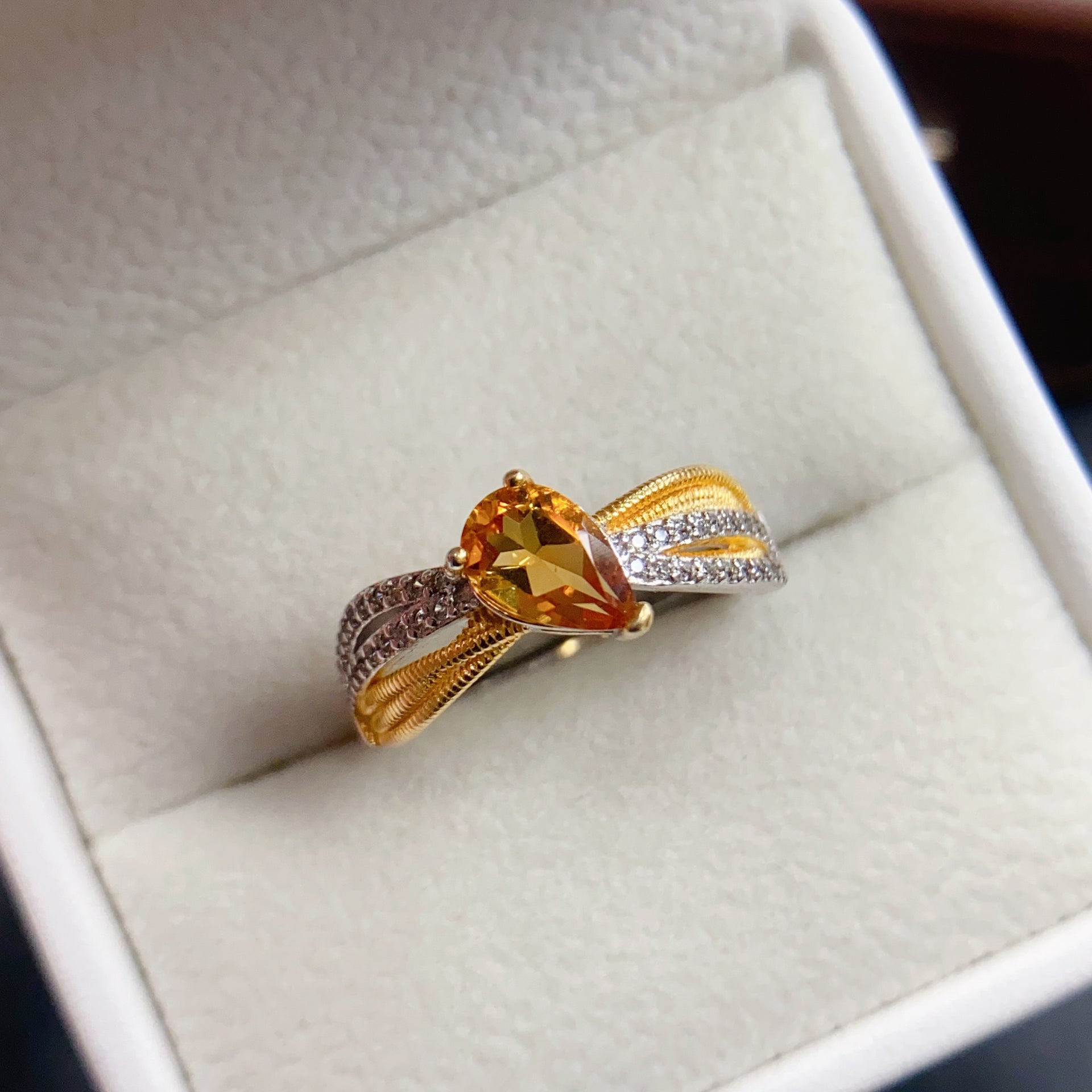 Two Tone Citrine Braided Ring