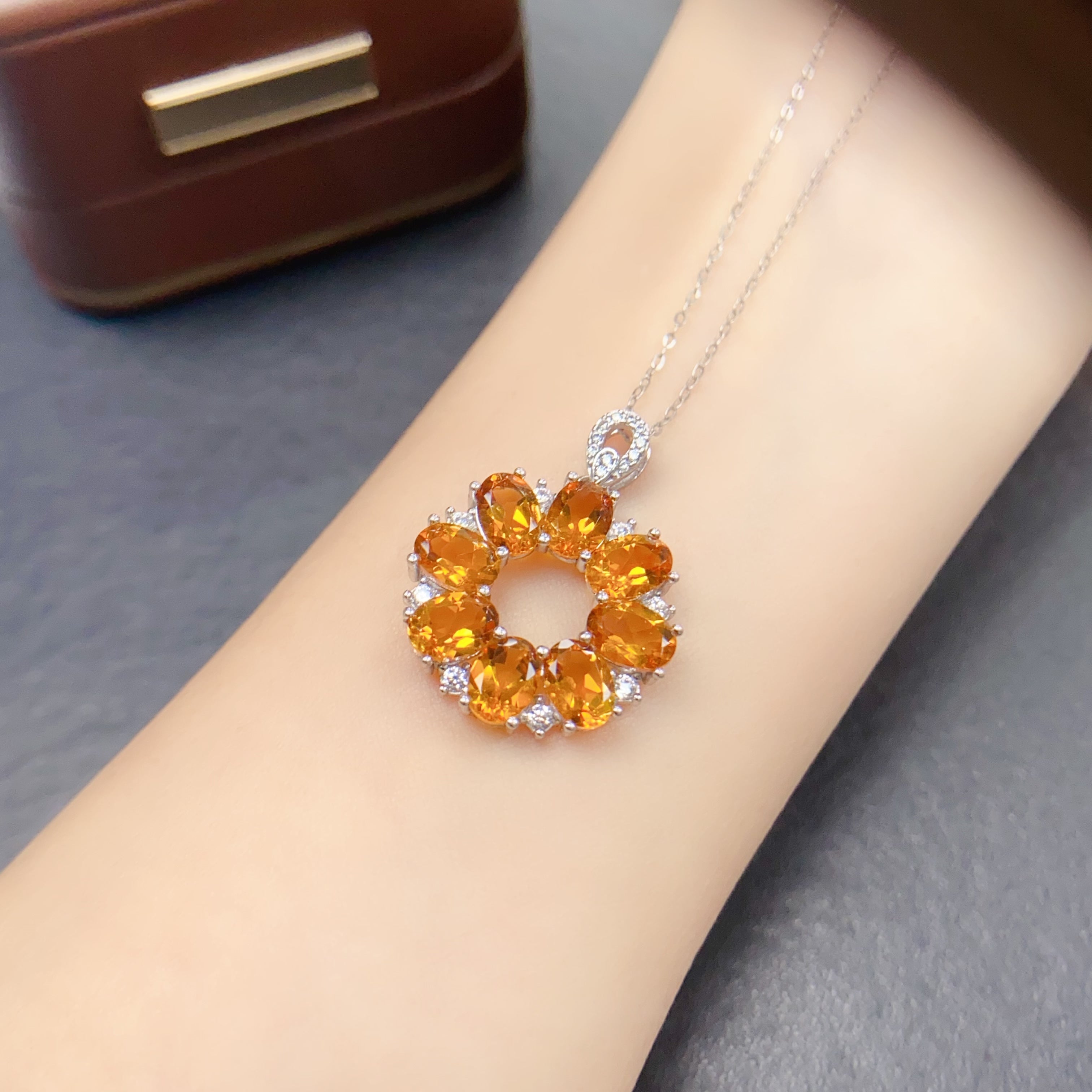 Dainty Wreath Citrine Pendant