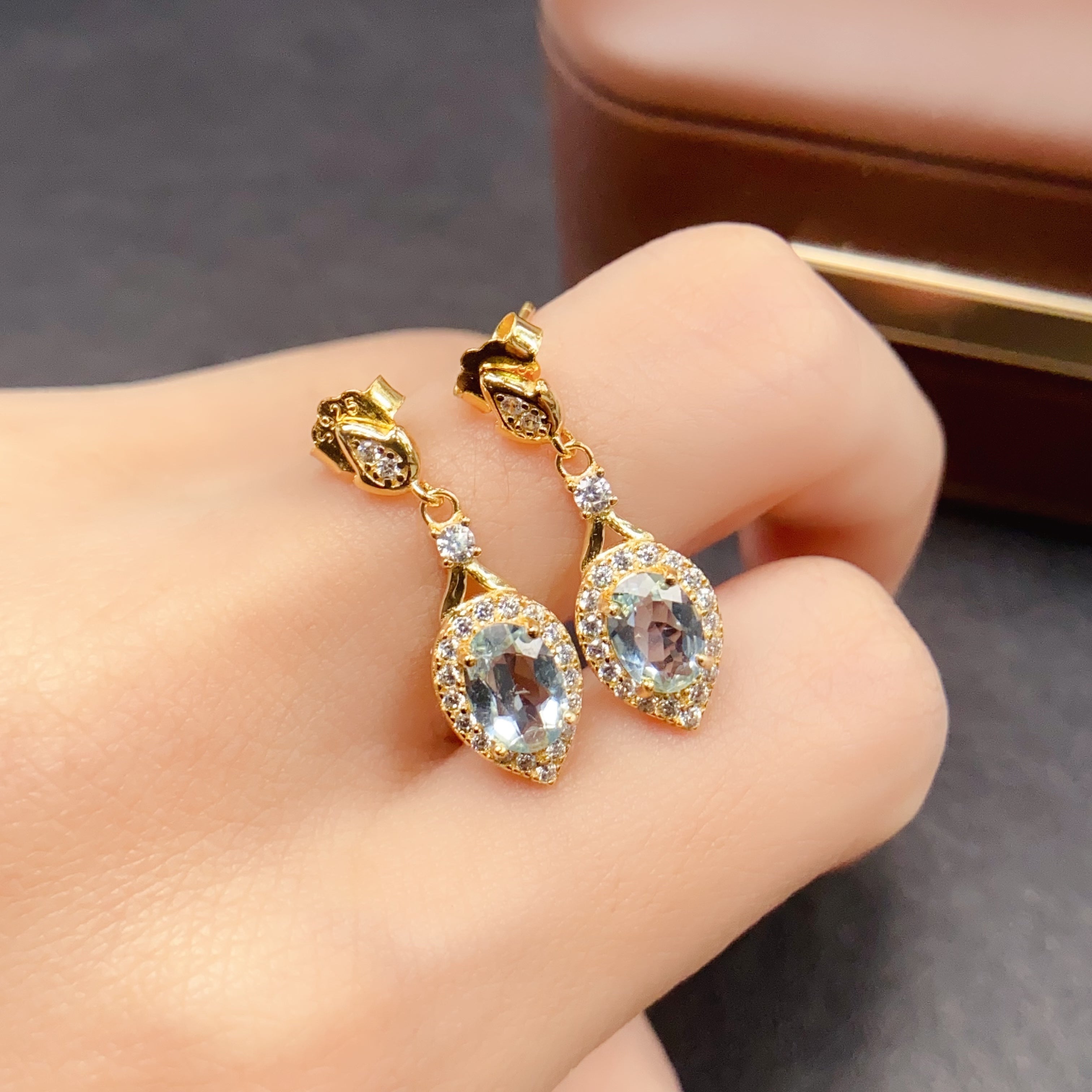 Teardrop Aquamarine March Earrings