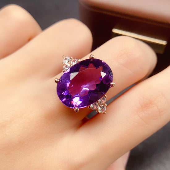 Oval Amethyst Statement Ring 