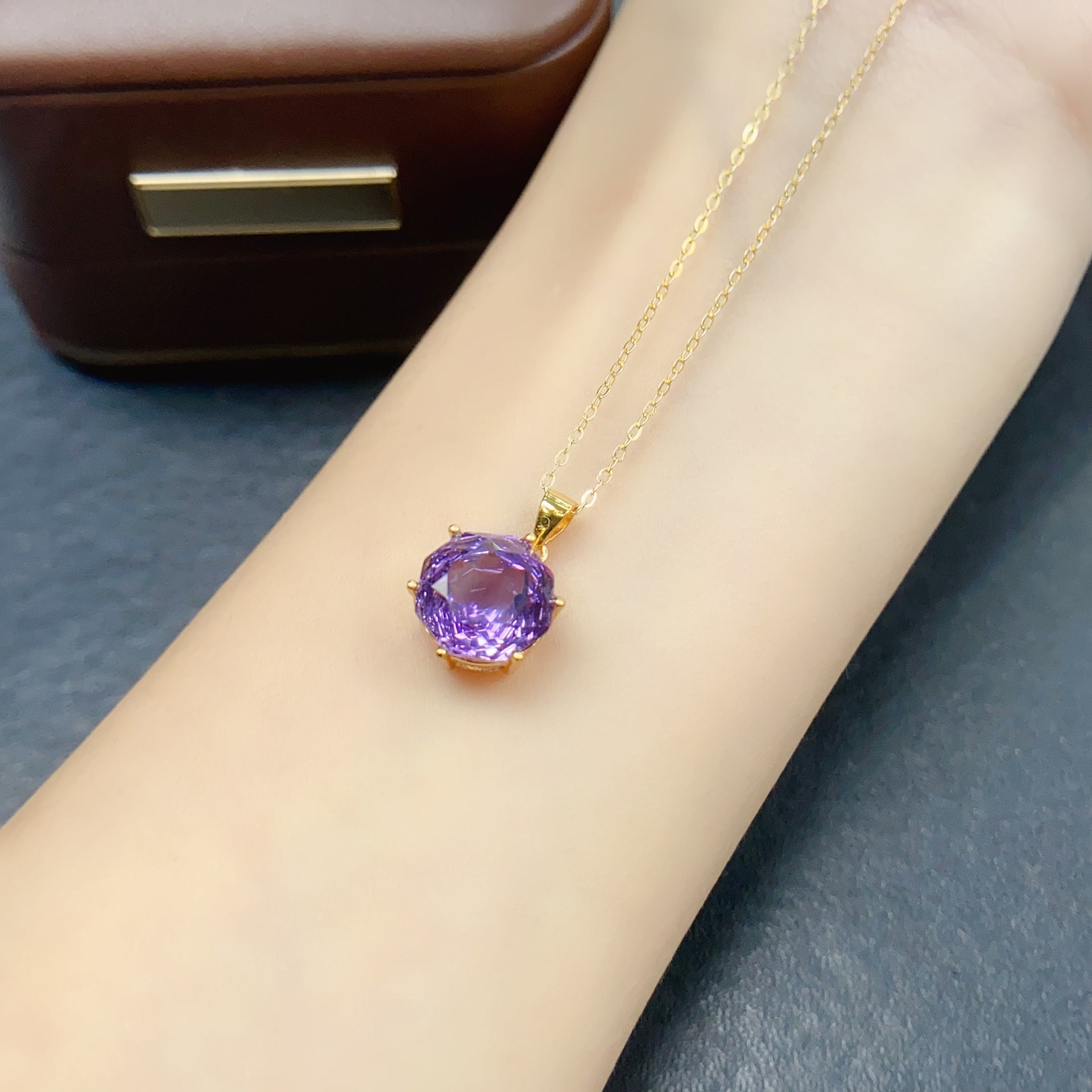 Hexagon Amethyst Gemstone Pendant