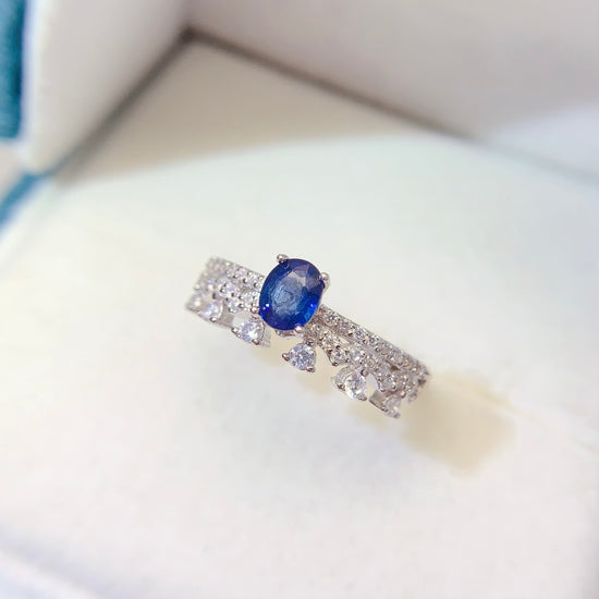 Sapphire September Pave Ring