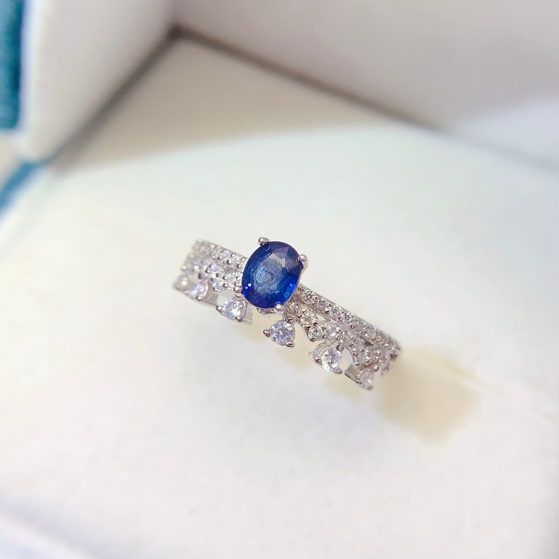 Sapphire September Pave Ring