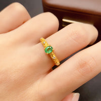 Brushed Emerald Thin Band Ring