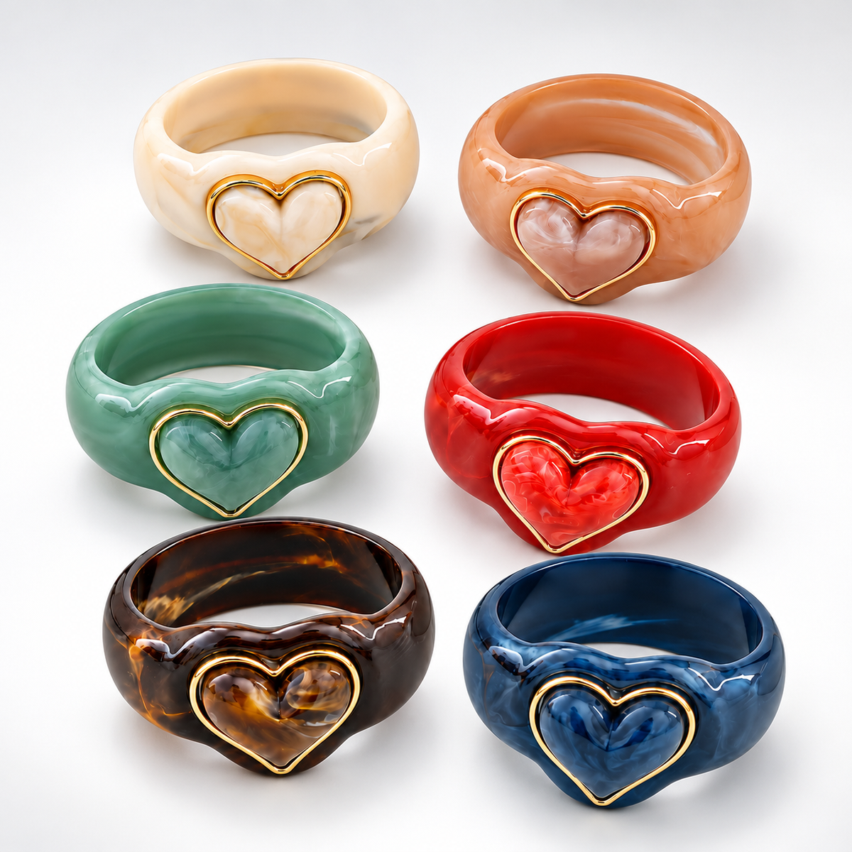 Sweetheart Chunky Resin Heart Bangle
