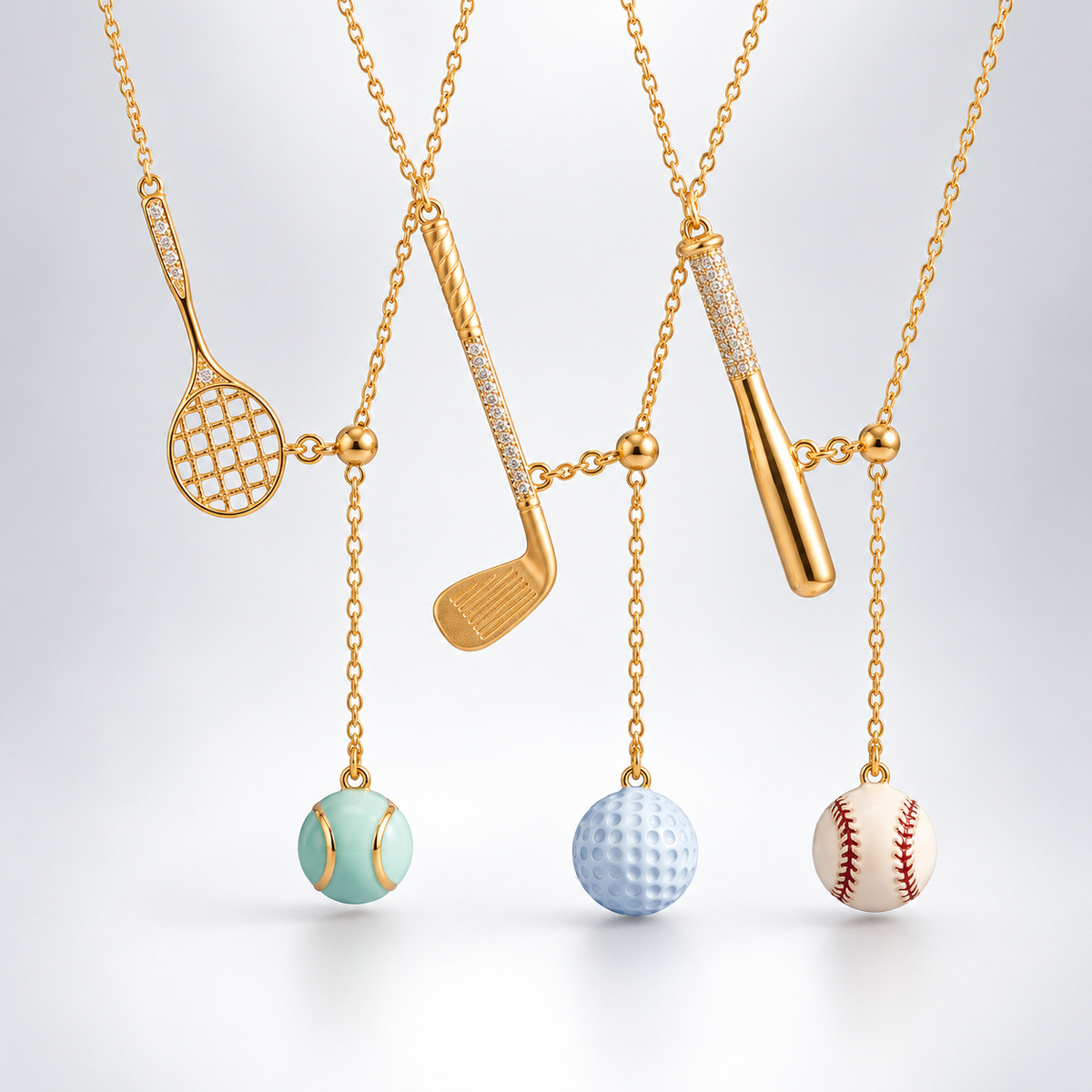 Court Crush Tennis Racket Lariat Necklace