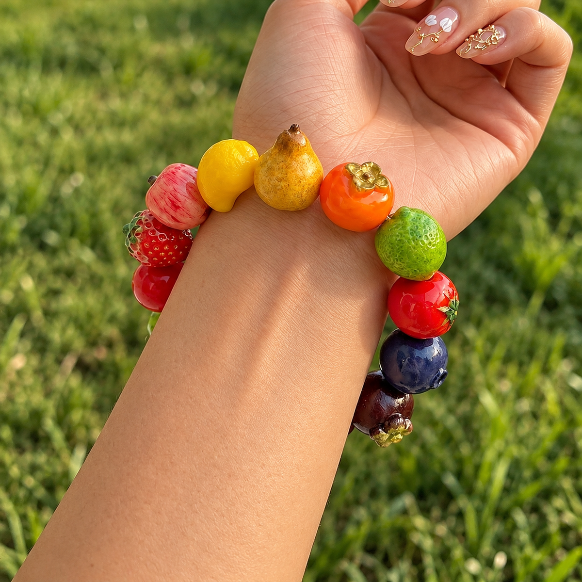 Juicy Orchard Fruit Beaded Bracelet