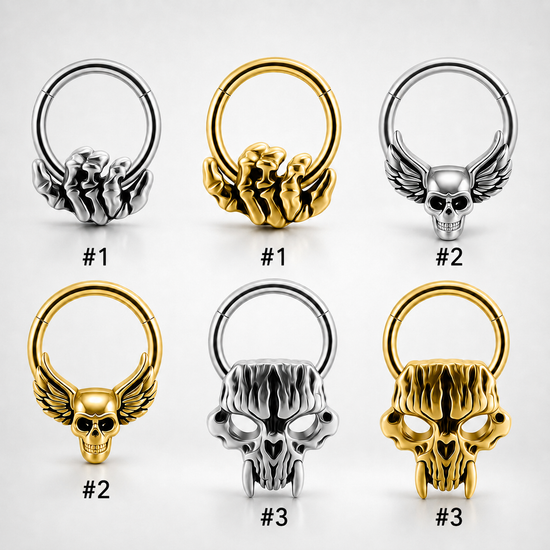 Phantom Skull 16G Septum Clicker Piercing Ring