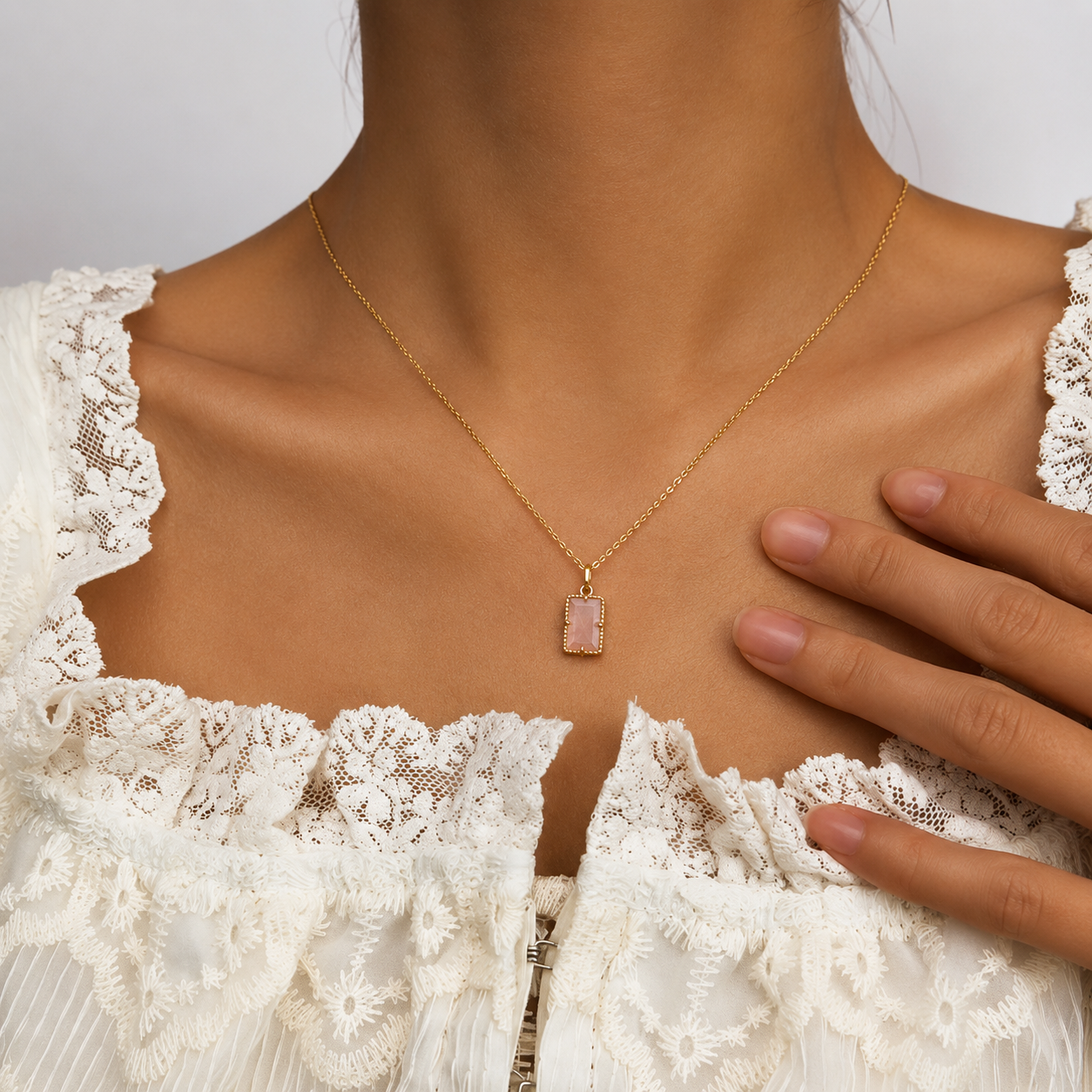 Vintage Orange Moonstone Pendant Necklace