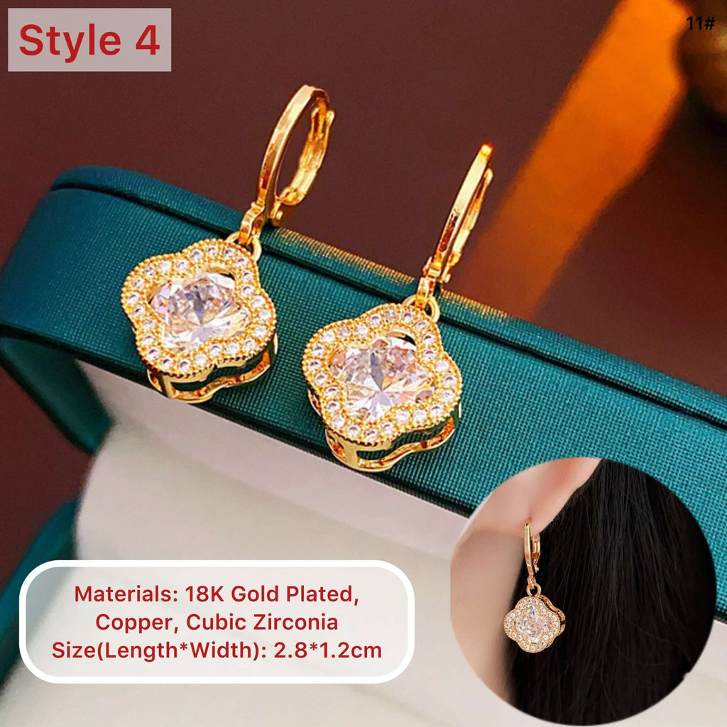 18K Gold Plated 4 Leaf Clover Earrings