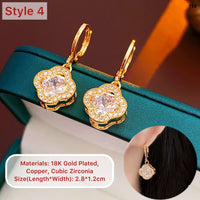 18K Gold Plated 4 Leaf Clover Earrings