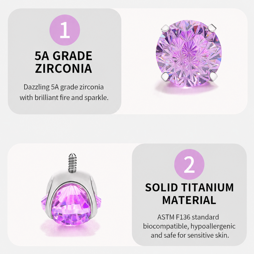 Celestial Spark Titanium CZ Flat Back Stud