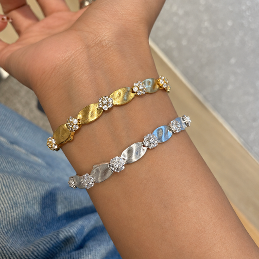 Luxury Dual Tone Brushed Ribbon Link Bracelet