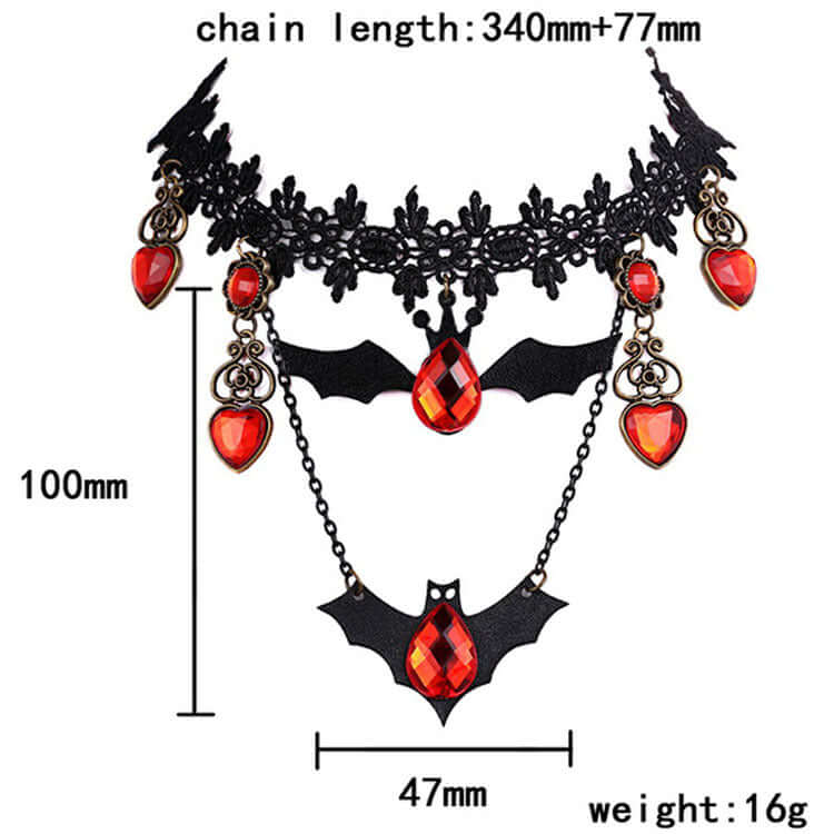 Goth Black Lace Bat Vampire Collars Choker for Halloween Costume