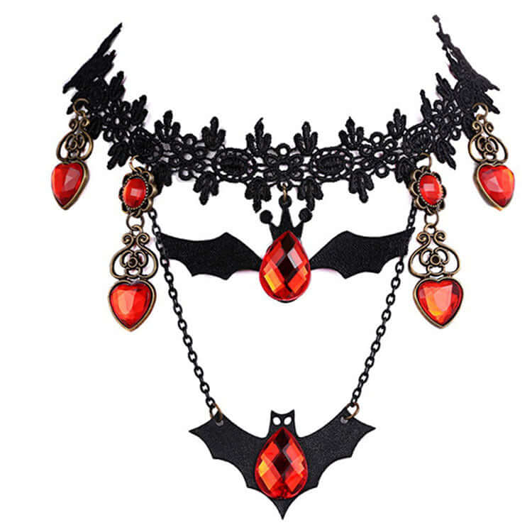 Goth Black Lace Bat Vampire Collars Choker for Halloween Costume