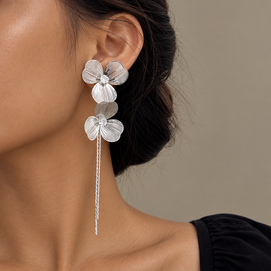 Baroque Large Flower Tassel Exaggerate Earrings