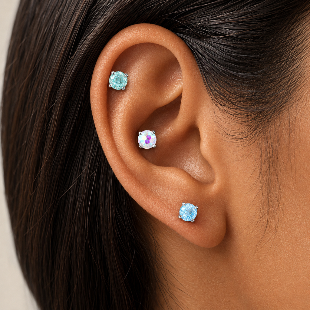 Celestial Spark Titanium CZ Flat Back Stud