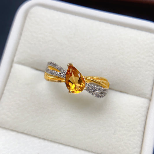 Two Tone Citrine Braided Ring