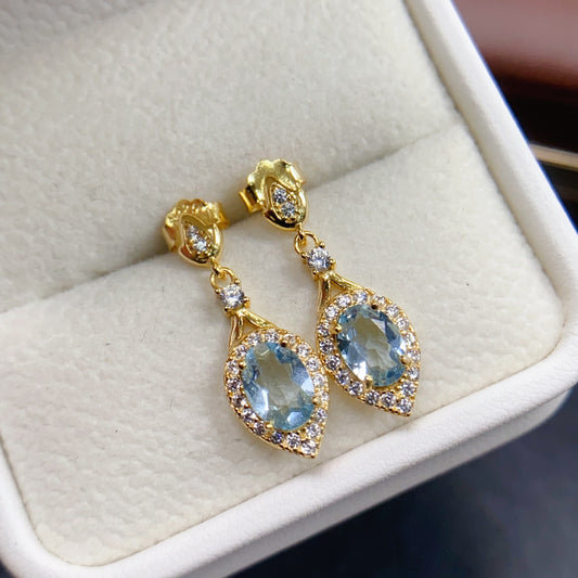 Teardrop Aquamarine March Earrings