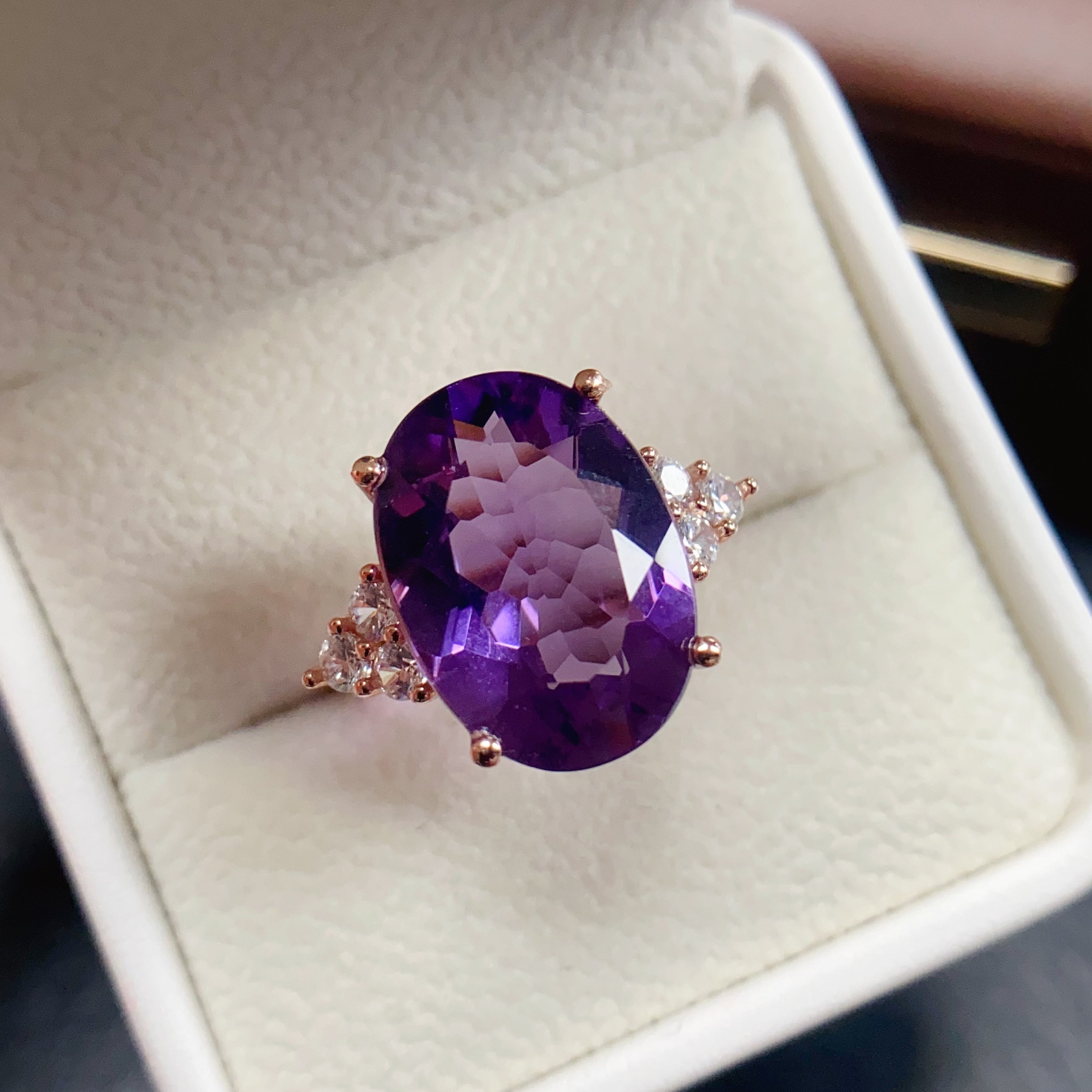 Chunky 6 Stones Amethyst Ring